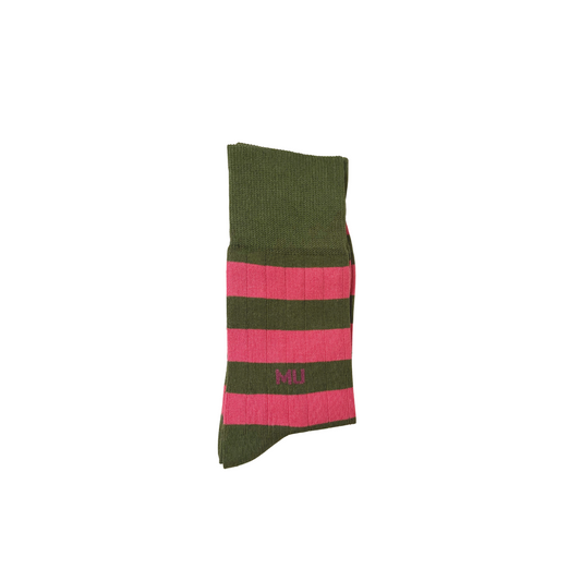 Socks - green and pink stripes